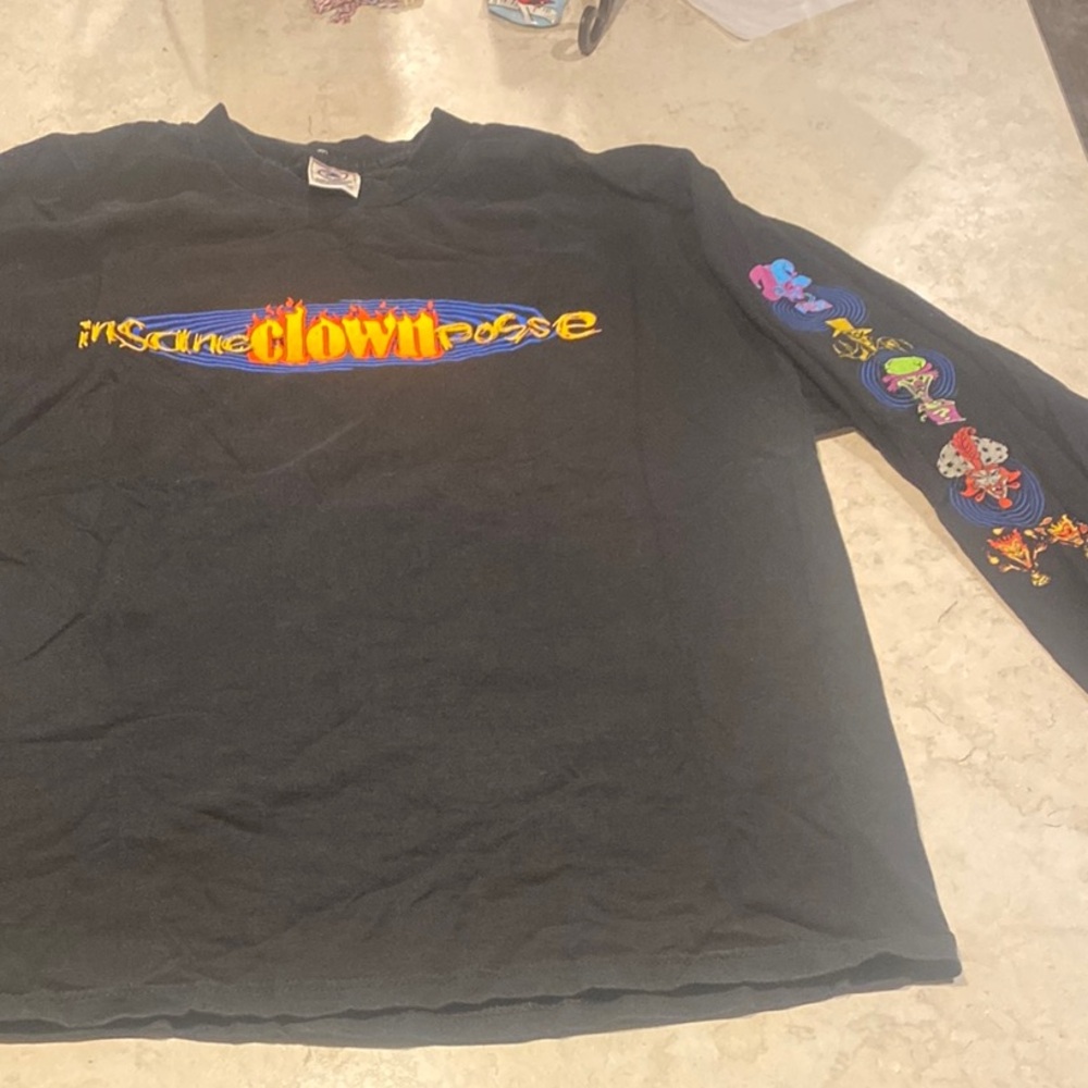 Insane Clown Posse long sleeve logo tee w/ Joker Card sleeve print